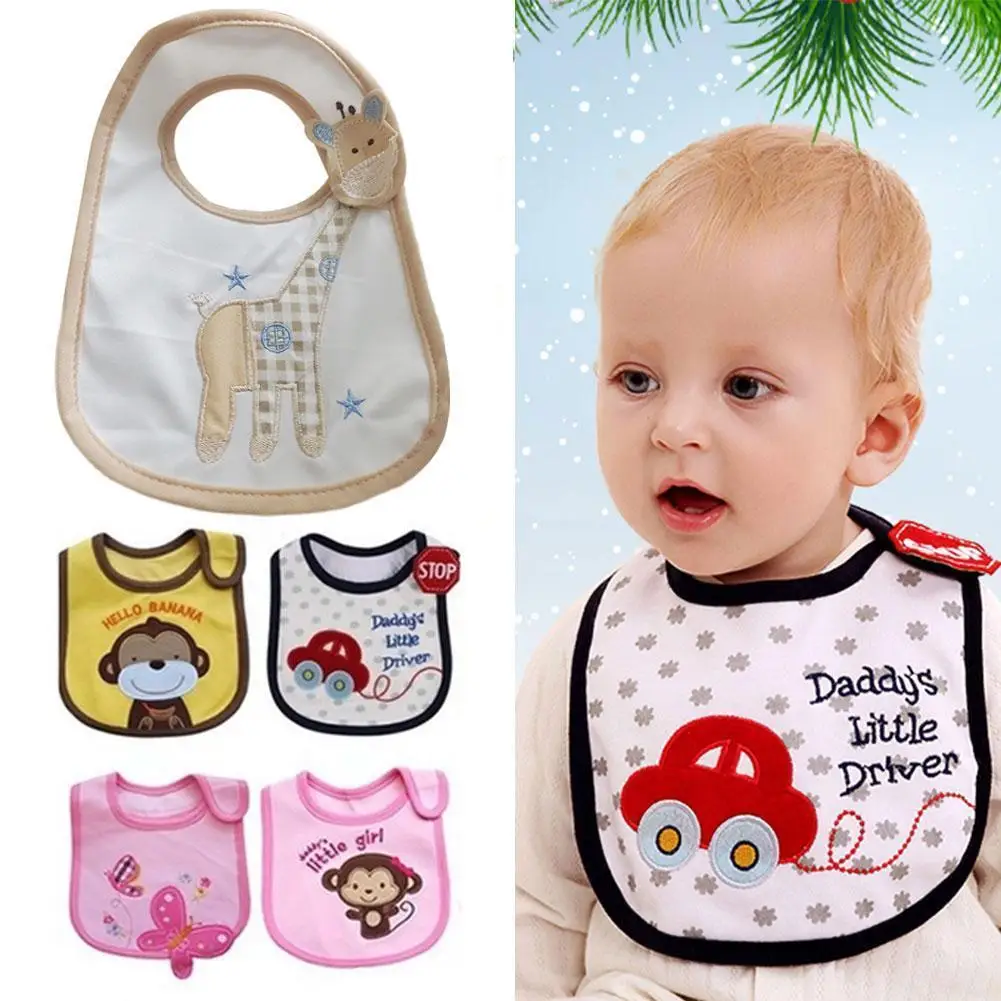 

Baby Cartoon Bib 3 Layers Waterproof Bib Cloth Saliva Baby Animal Cloth Burp Cartoon Bibs Embroidered Towel Baby Feeding Clothes