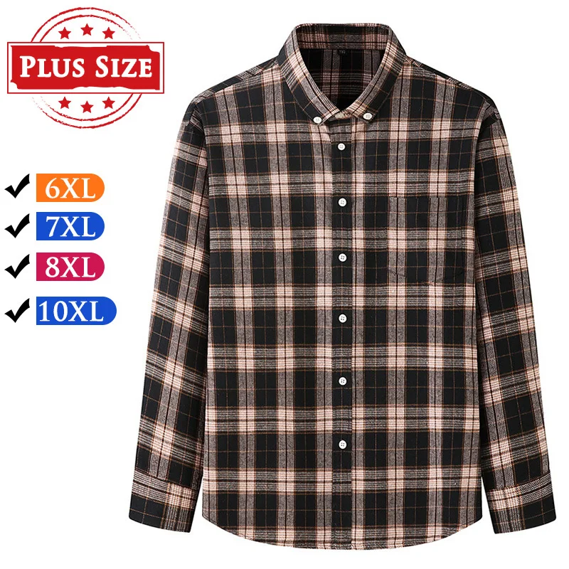 

Mens Big And Tall Flannel Shirts Long Sleeve Casual Plaid Flannel Shirt Button Down Oversized L-10XL