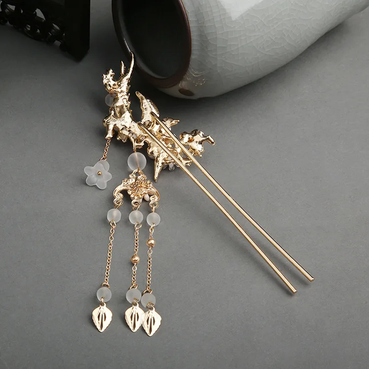 Золотые металлические шпильки для волос вилки китайские ретро модные U-образные