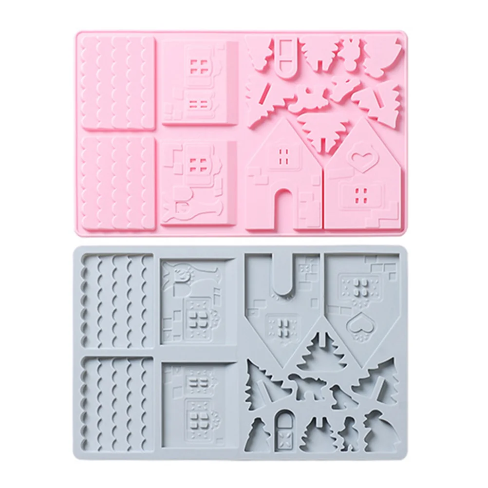 

Silicone House Moldchristmas Fondant Mould Gingerbread Cookie Cake Cupcake Making Topper Gumpaste Sugar Decorating 3D Toolssoap
