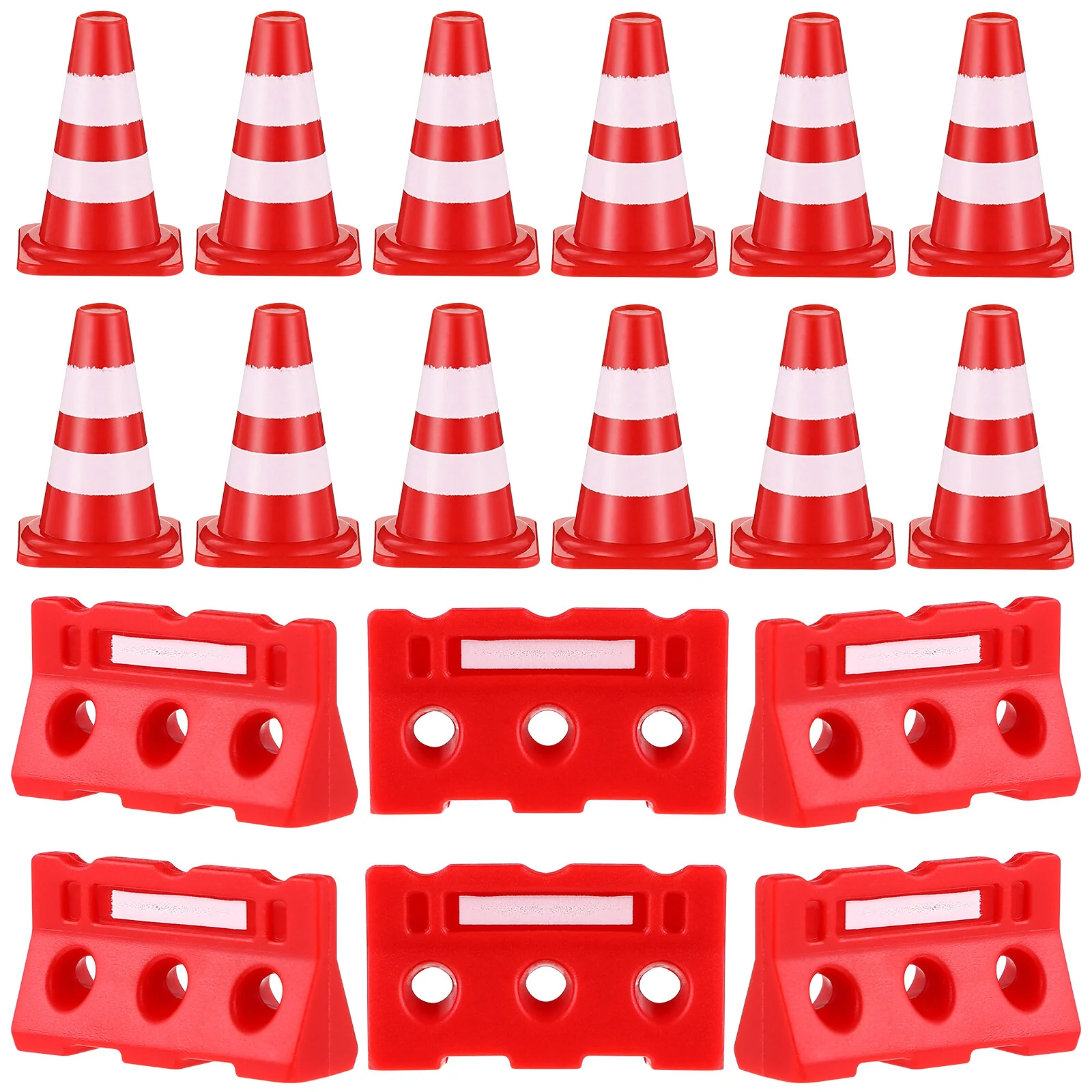 

24 Pcs Road Sign Barricade Toy Traffic Cones Toys Small The Fence Models Plastic Miniature Fences Sand Table Child Playes