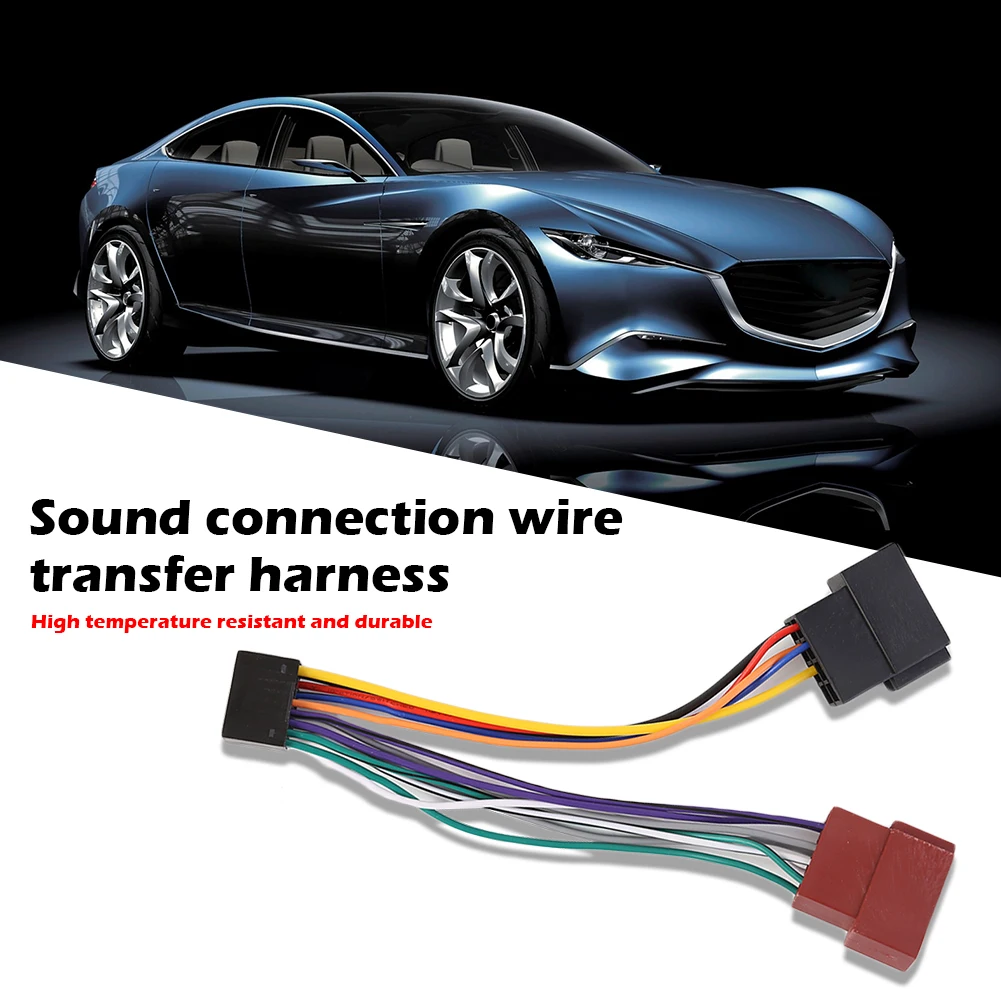 

Прочный жгут проводов, Классическая изящная текстура, яркий цвет, стандартный автомобильный стереомагнитофон, 16 контактов для KENWOOD ISO