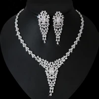 funmode european and american style luxury retro female personality hip hop bride wedding necklace earrings zircon set fs303