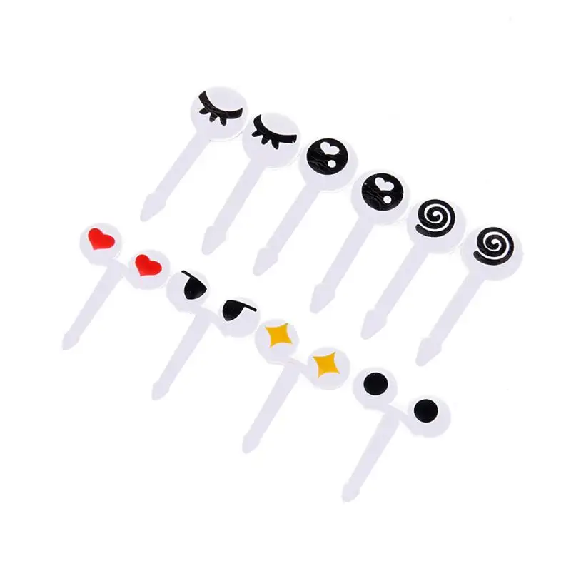 

2022 Mini Eye Fruit Fork Reusable Plastic Fork Snack Cake Dessert Food Toothpick Decorative Sticks Kids Lunch Box Accessories