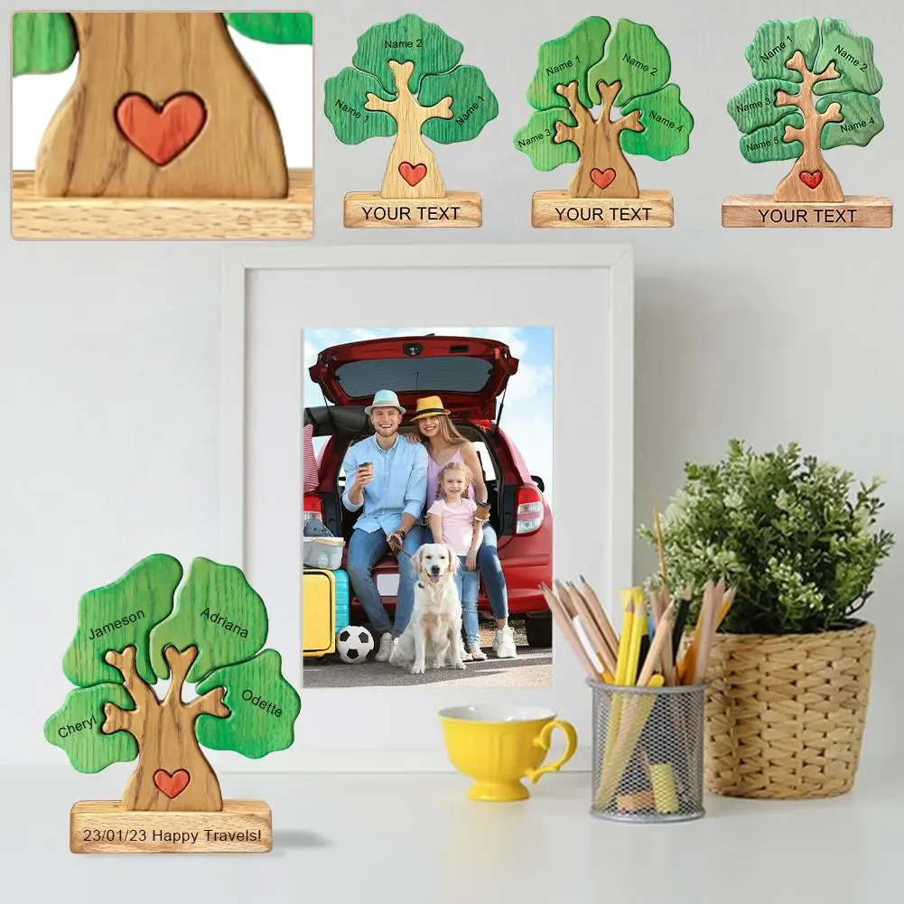 

1/7PCS Personalized Tree Family Wooden Art Puzzle Personalized Art Heart Decoration Name Family With Perfects Home Text Puz M2R5