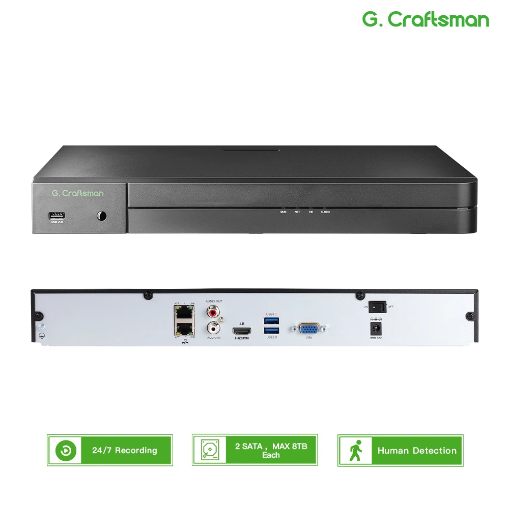 

G.Craftsman 32-канальный NVR регистратор безопасности GU-N8032H2S