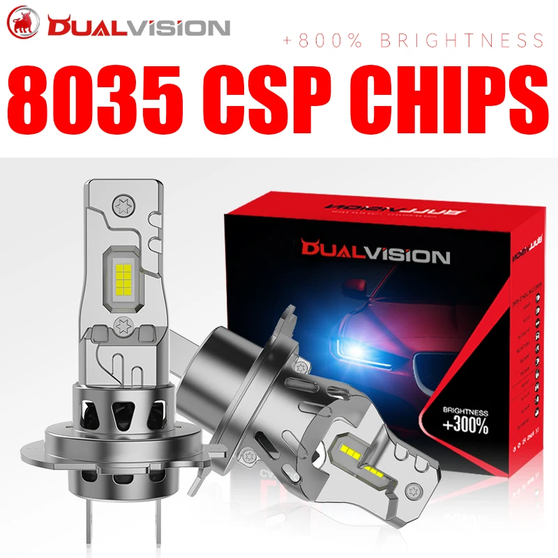 

Bullvision H7 H4 Светодиодные фары Canbus 1000 Вт 8035 CSP Chips 6500K Автолампы Турбовентилятор Универсальный адаптер 1: 1 Мини-диод 12 В 24 В
