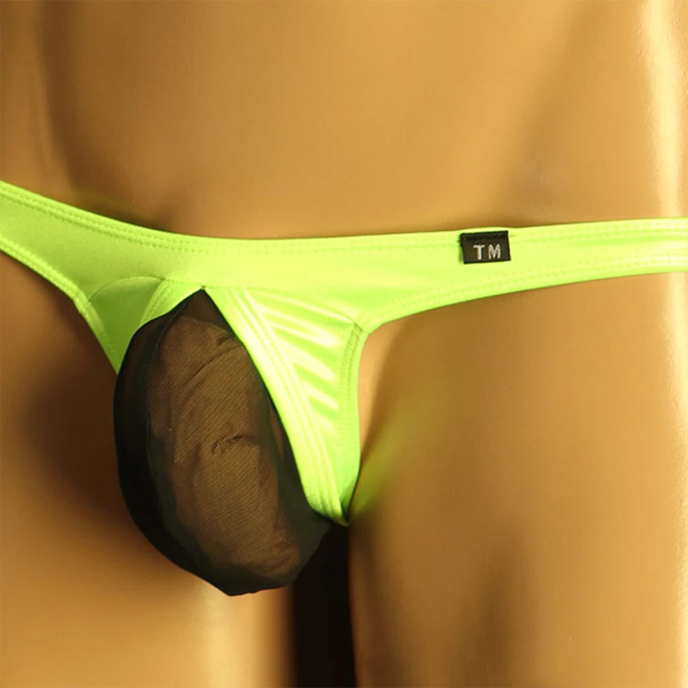 

Men's Sexy Ice Silk High Elastic Underwear Soft Thong Shorts Raised Large Bag Convex Pouch Underpants Soft Briefs Sissy Panties