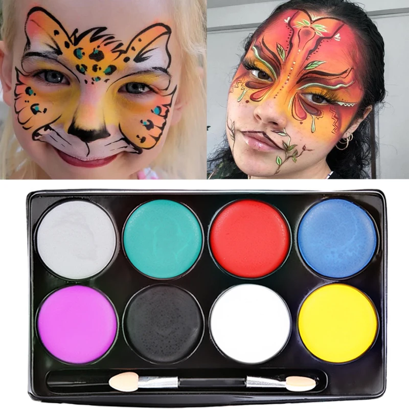

Водостойкая масляная краска для боди-арта, макияжная палитра, Нетоксичная безопасная для детей и взрослых, для Хэллоуина, фестиваля, вечери...