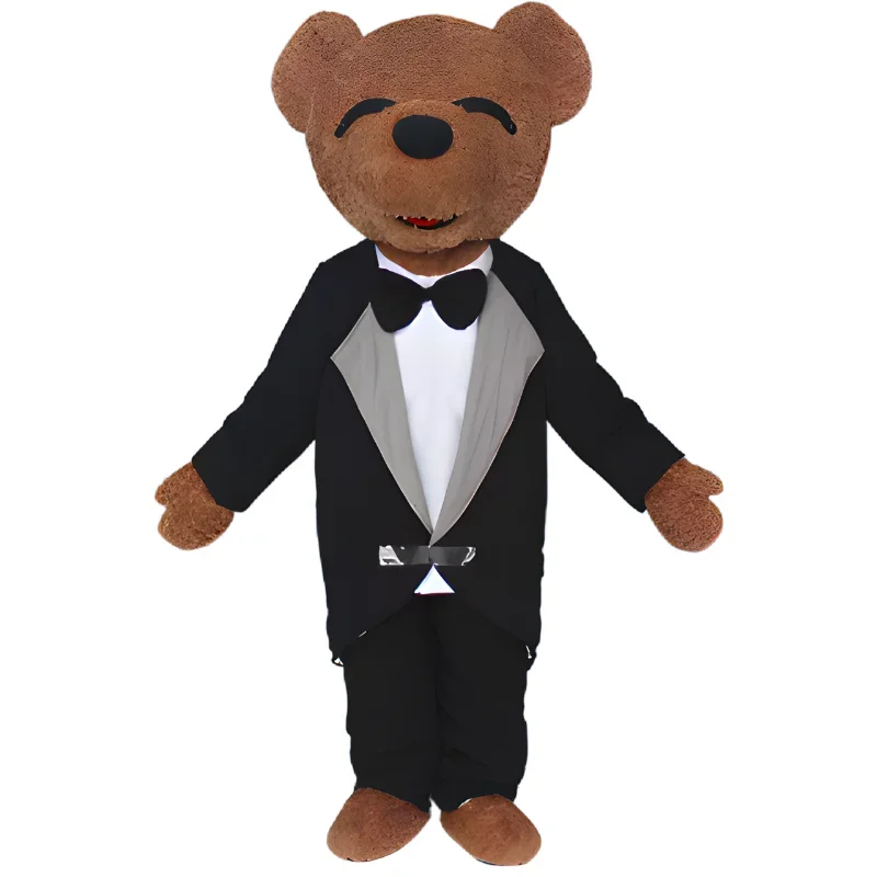 Взрослый джентльмен плюшевый мишка костюм талисмана для карнавальной вечеринки