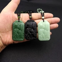 natural green hand carved chinese zodiac tiger pendant fashion boutique jewelry mens and womens necklace multi color options