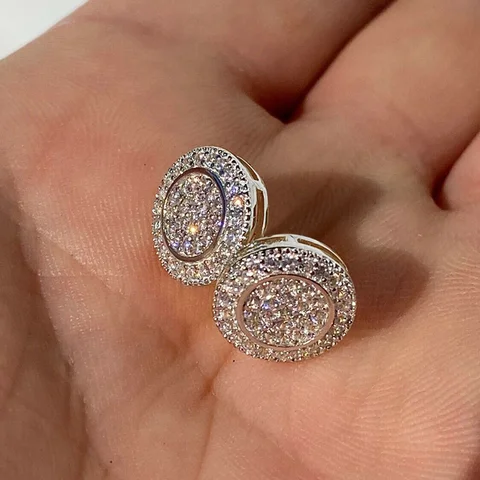 Серьги-гвоздики Huitan круглые с фианитами