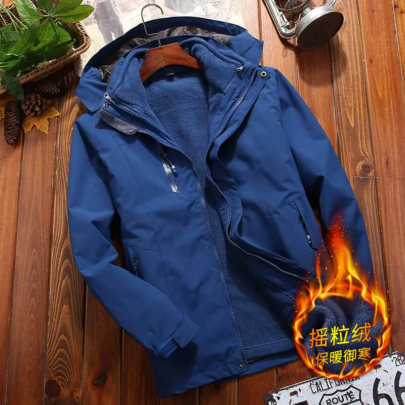 

Couple Windproof Waterproof Jackets Two Piece Detachable Fleece Coats Liner Outdoor Sports Windproof and Rainproof Warm Coat 9XL