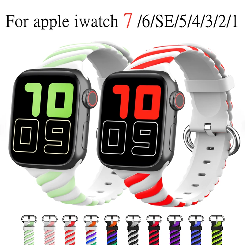 

Silicone Strap For Apple watch band 45mm 44mm 42mm bracelet iWatch 38mm 40mm 41mm correa for apple watch series 7 SE 6 5 4 3 2
