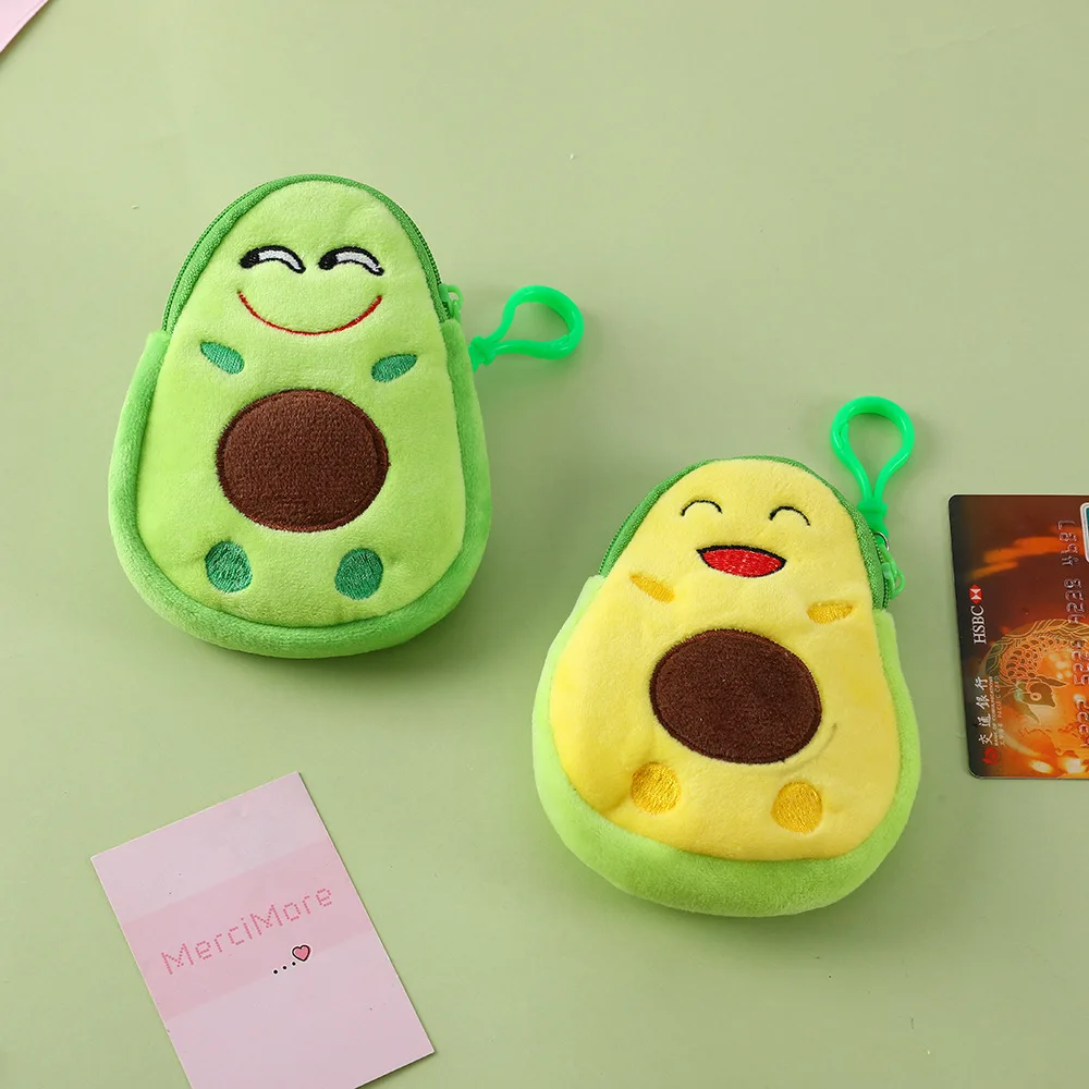 

Kawaii Lovely Children Cartoon Girls Fashion Avocado Plush Purse Funny Coin bag Wallet Key Case Bags