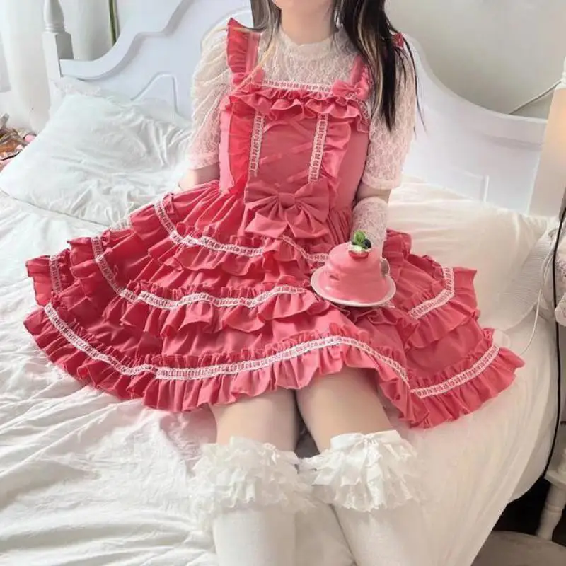 

Original Design Cloud Melaleuca Lolita Dog Short Hot Girl Style Sling Jsk Dress Women Vintage Ruffles Sleeveless Sweet Princess