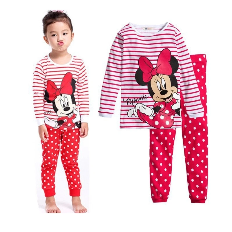 

Брюки с длинным рукавом Disney Minnie, комплект пижамы для детей, одежда для сна с Микки Маусом, детские пижамы