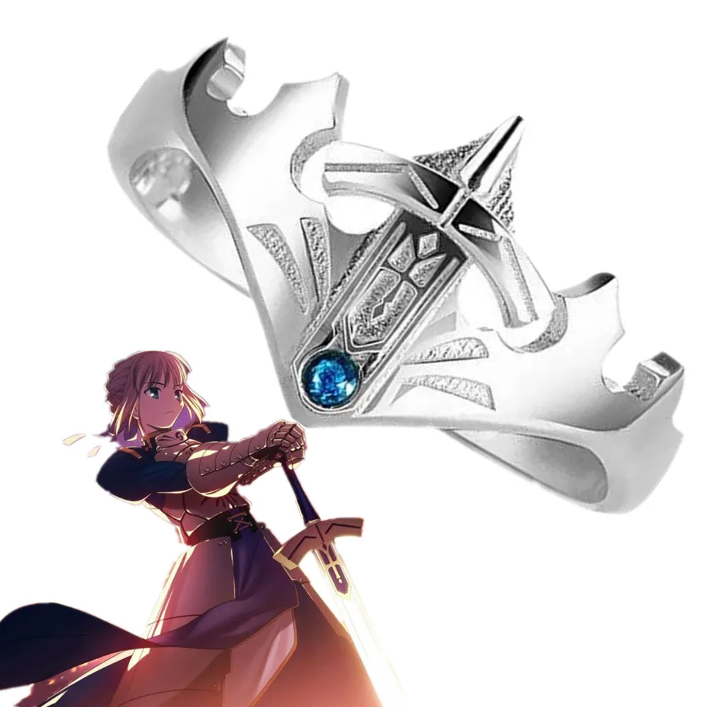 

Anime Fate Stay Night Black Saber Altria Pendragon Cosplay Metal Fashion Unisex Jewelry Adjustable Rings Accessories Prop Gift