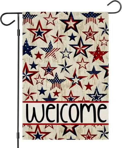 Приветственный садовый флаг на 4 июля 12X18 дюймов двухсторонний
