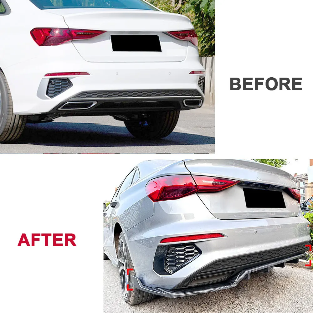 Для AUDI A3 8Y Sline Sedan задний бампер диффузор для губ Winglet Splitter Spoiler PP карбоновый вид