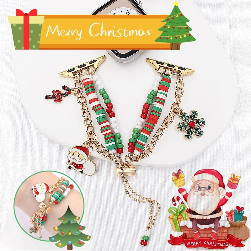 

Christmas Strap for Apple Watch Band 2 Ultra 49mm 45mm 44mm 40mm 38mm 41mm 42mm link Bracelet for IWatch Series 9 8 7 6 5 4 3 SE