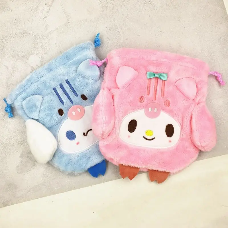 

Kawaii Sanrioed Plush Sanitary Napkin Storage Bag Cartoon Cute Kuromi My Melody Cinnamoroll Creative Portable Wallet Toy Gift