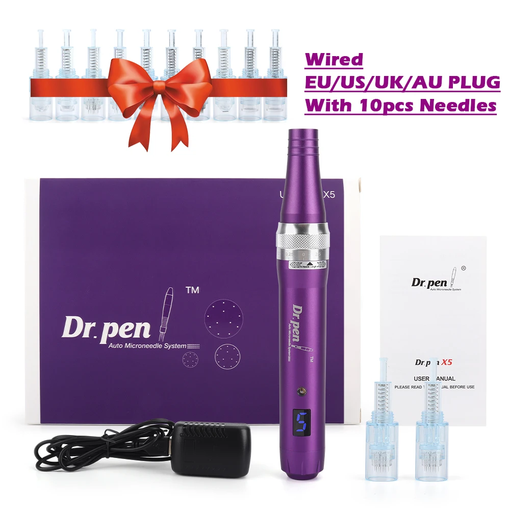 Dr Pen Ultima X5 MTS Microneedel Therapy Rolling Derma Pen Wired Professional Mesotherapy with 10pcs Needles Cartridge Kit