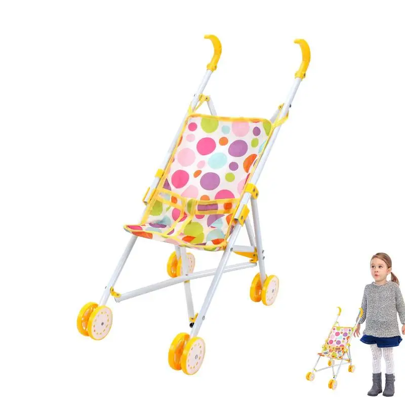 

Toy Stroller Realistic Baby Stroller For Dolls Foldable Kids Play Stroller Girls Playing House Bright Colours With Big Strong