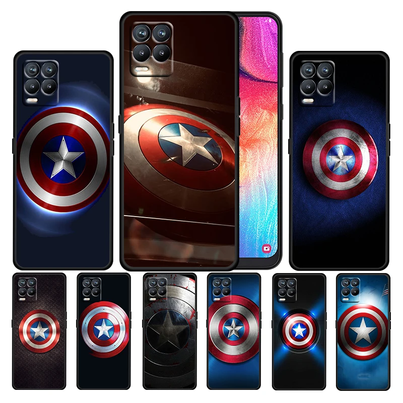 

Marvel Captain America Shield For OPPO Realme GT Neo Master Edition 9 8 7 Pro C21S Narzo 30 Soft Silicone Black Phone Case Cover