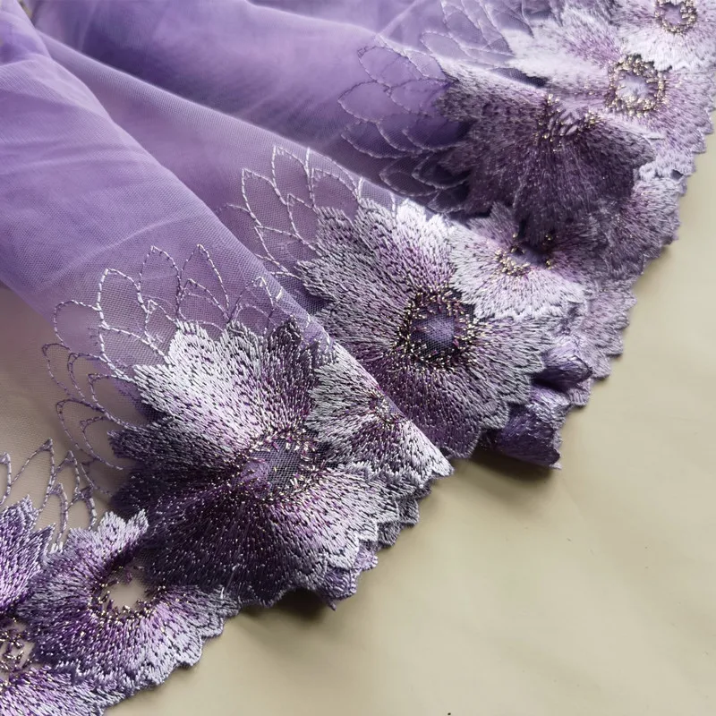 

21Yards Purple Floral Embroidered Lace Trim Clothes Accessories Lingerie Bra Underwear Doll's Dress Sewing