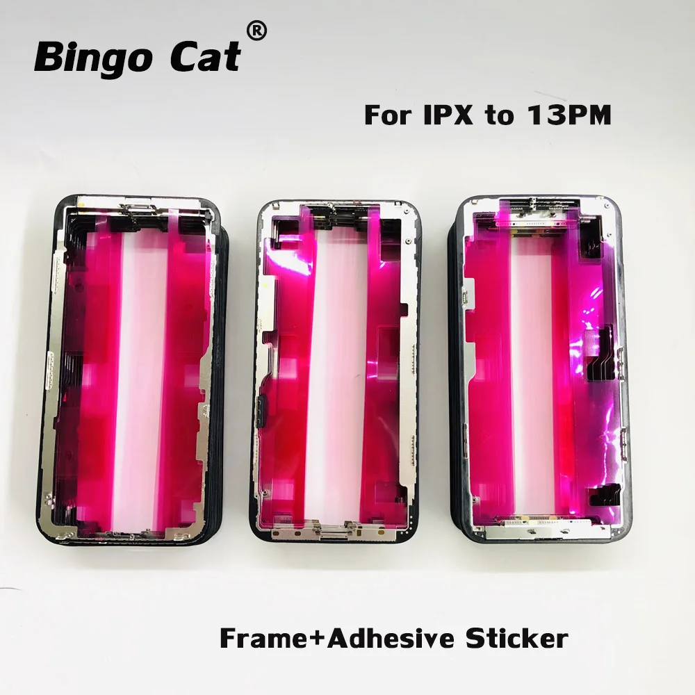 

5pc Top Quality Frame Bezel with Adhesive Sticker for iPhone 13 12 11 Pro Max X Xs Max Cracked Screen Phone Repair Parts