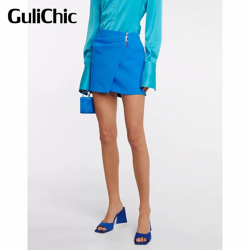 

3.11 GuliChic Temperament Fashion Solid Color Irregular A-Line Skirt Women