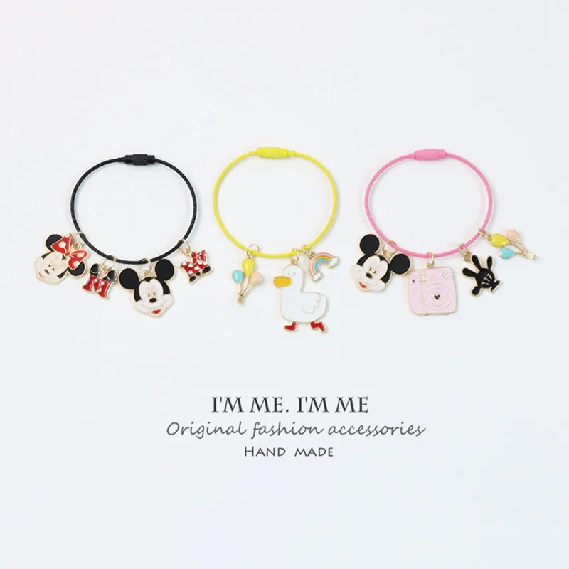 

Disney Anime Model Metal Keychain Mickey Head Minnie Head Earphone Protective Sleeve Keyring Children Bag Car Accessories