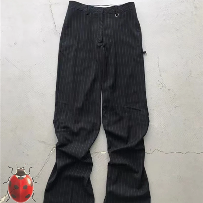 

We11done High Waist Stripe Pant Foot Leg Folds Split Trousers Casual Jogger Pant