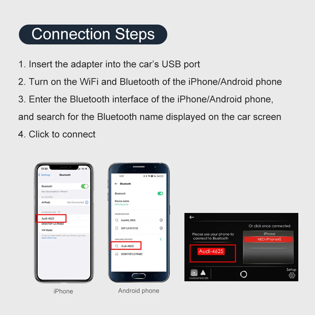 Carlinkit 4.0 for Wired to Wireless CarPlay Adapter Android Auto Dongle Activator 2In1 OTA Online Upgrade Audi VW Poineer - купить по