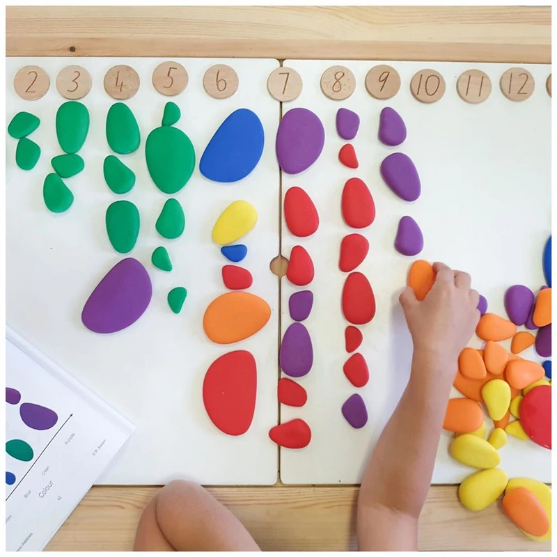 

Kids Montessori Rainbow Pebbles Sorting Color Stacking Stones Creative Toys Baby Learning Sensory Educational Toys for Children