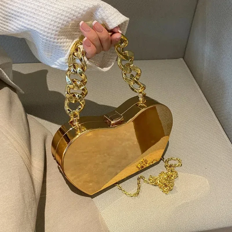 Модные металлические сумочки для женщин 2024 трендовая Милая зеркальная женская