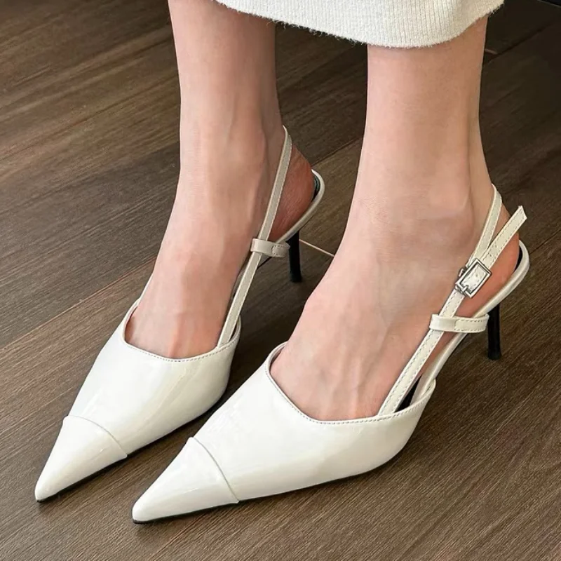 

Сандалии женские с острым носком, босоножки на тонком высоком каблуке, элегантная обувь с ремешком на застежке, цвет РОЗОВЫЙ, Размеры 35-39, лето