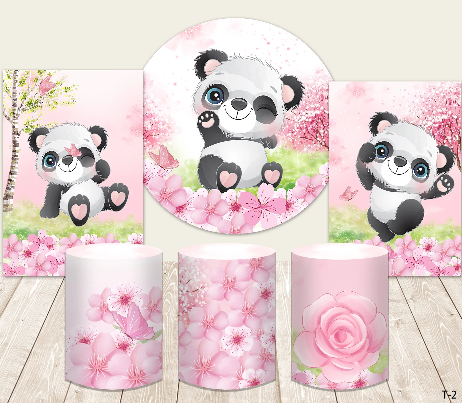 

Круглая задняя крышка для детского праздника розовое украшение для дня рождения для девочек Милая панда тема Конфеты стол Баннер круг фон