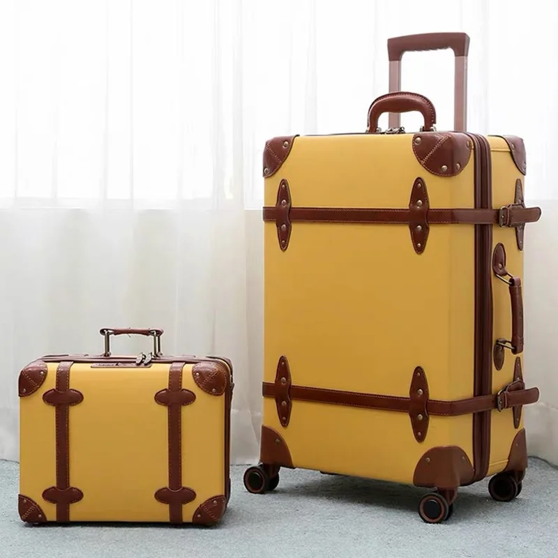 

2021 New Retro soild color Travel Bag Rolling Luggage sets,12"20"24"28"size Women&Men Trolley Suitcases