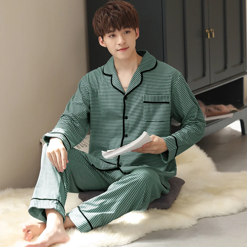 Пижама мужская из чистого хлопка комплект 2 предметов одежда для сна отдыха