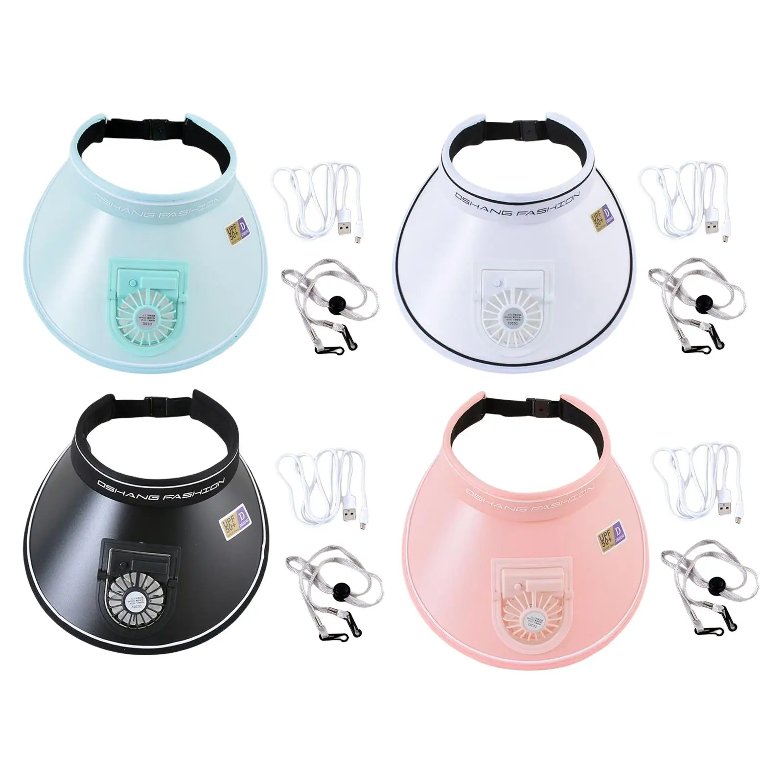 Sun Visor Hat with Fan USB Powered Adjustable 3 Wind Speed Protection Women Men for Travel Sports Outdoor