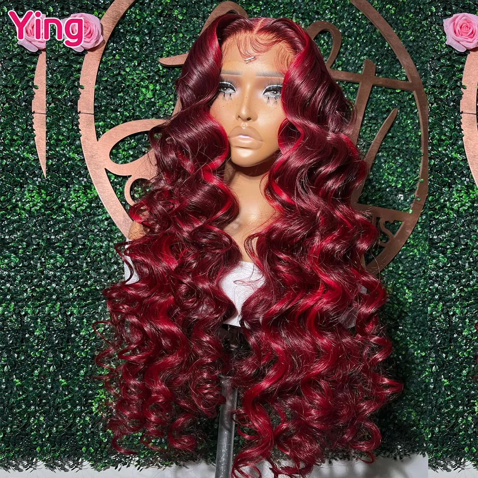 Ying 180% Cherry Red Colored Lace Front Wig 13x6 Loose Wave Lace Front Wig Pre Plucked Curly 13x4 Lace Human Hair Wigs For Women