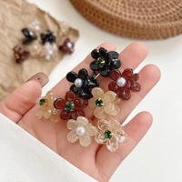 3pcs cute small flower with pearl hair claw clips for women girls hairpin headband for hair accessories headwear ornament