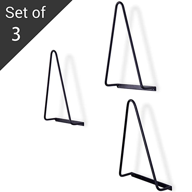 

Set Of 3 Wrought Iron Triangular Wall-Mounted Magazine Holders, Black Vinyl Record Stand