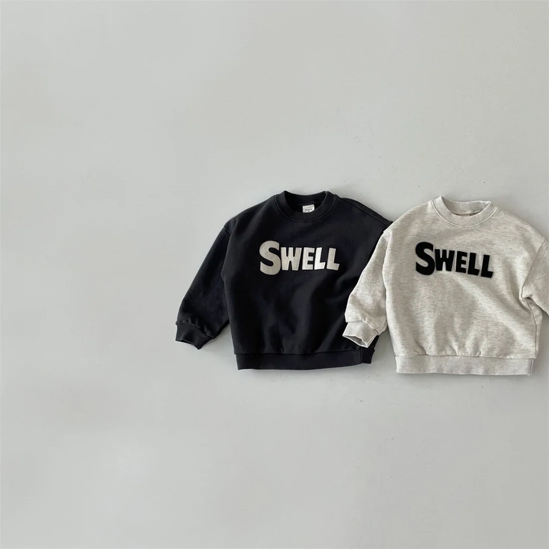 Autumn Winter New Loose Sweatshirts Boys Fashion Letter Sports Tops Baby Girls Clothes Simple All-match Cotton Pullover Hoodies