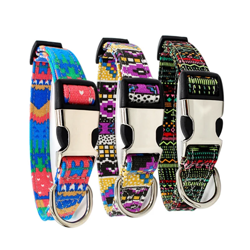 

Bohemian Printing Pet Dog Collars and Leash Fashion Durable Dogs Collar Leashes High Quality Exquisite Boho Pets Supplies