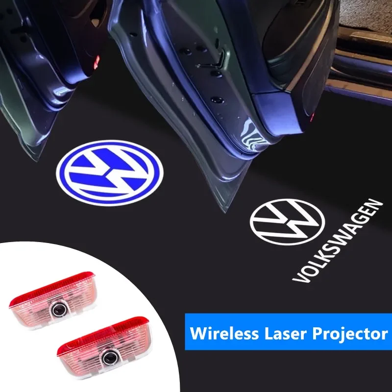 Фото 2 шт. беспроводных лазерных проекторов эмблемы на дверь автомобиля для Volkswagen Passat, Polo, Golf 6, Jetta, внутренние молдинги AKJS-X643 №1