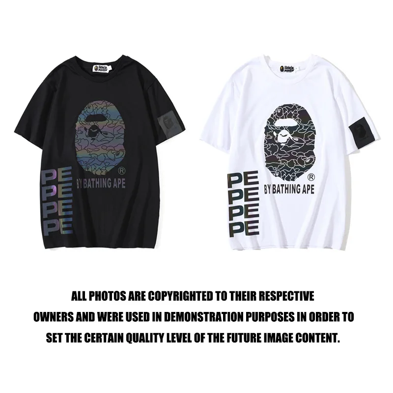 

100% Cotton Free Shipping Printed Short Sleeve BAPE-Basic camouflage t-shirt for men, short sleeve cotton t-shirt with alphabet
