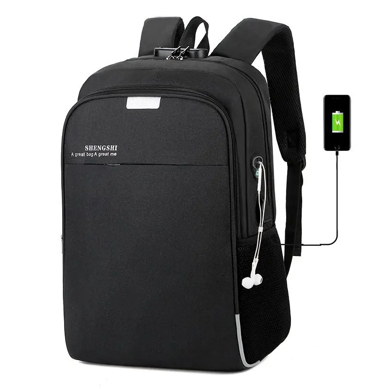 

15.6" Password Lock Anti-theft Computer Bag Large Capacity Schoolbag Men's Outdoor Travel Backpack USB Rechargeable Backpack